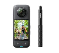 Insta360 X3 Selfie Stick Kit - Cámara de acción 360 con video HDR activo 5.7K 360, cámara 4K de lente única, impermeable, estabilización FlowState, pantalla táctil de 2.3 pulgadas, edición de IA,