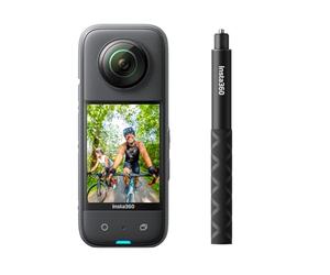 Insta360 X3 Selfie Stick Kit - Cámara de acción 360 con video HDR activo 5.7K 360, cámara 4K de lente única, impermeable, estabilización FlowState, pantalla táctil de 2.3 pulgadas, edición de IA
