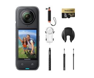 Insta360 X4 Paquete Invisible de Buceo - Cámara de acción Impermeable 8K 360, Vídeo 4K Gran Angular, Selfie Stick Invisible, Protectores de Lente Extraíbles, 135 Min Batería, Edición IA