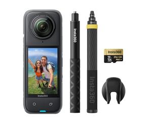 Insta360 X4 - Paquete Sin Dron, Sin Problema - Cámara de acción Impermeable 8K 360, Vídeo 4K Gran Angular, Efecto Selfie Stick Invisible, Protectores de Lente Extraíbles, 135 Min Batería