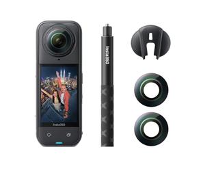 Insta360 X5 - Paquete de lentes de repuesto - Cámara de acción impermeable 8K de 360°, luz baja, efecto invisible de palo selfie, lente resistente y reemplazable, batería de 3 horas, audio claro
