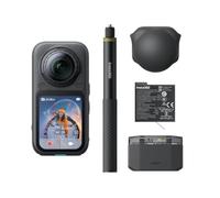 Insta360 X6 Essentials Bundle - Cámara de acción 8K de 360°, sensores duales de 1/1.1 Pulgadas, batería Extra, Estuche de Carga y Palo Selfie Invisible, Color Negro Medianoche