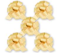 InstaBows Lazos amarillos de regalo de 12,7 cm, perfectos para regalos de Navidad y regalos de cumpleaños, acabado satinado, fácil de montar, paquete de 5 lazos