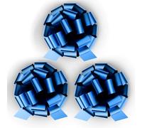 InstaBows Lazos de regalo azules de 8 pulgadas, perfectos para regalos de Navidad y regalos de cumpleaños, acabado satinado, fácil de montar, paquete de 3 lazos grandes