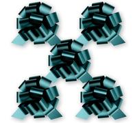 InstaBows Lazos de regalo de 5 pulgadas, color verde azulado, perfectos para regalos de Navidad y regalos de cumpleaños, acabado satinado, fácil de montar, paquete de 5 lazos