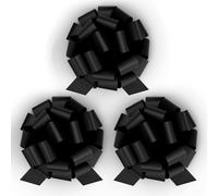 InstaBows Lazos de regalo negros de 8 pulgadas, perfectos para regalos de Navidad y regalos de cumpleaños, acabado satinado, fácil de montar, paquete de 3 lazos grandes