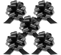 InstaBows Lazos negros de 12,7 cm, perfectos para regalos de Navidad y regalos de cumpleaños, acabado satinado, fácil de montar, paquete de 5 lazos