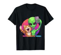 Instagallactic Friends Alien Cat Selfie Space Buddy Camiseta