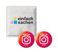 Instagram NFC - Lote de 2 pegatinas con texto en inglés "Folge mir", se pueden escribir individualmente y reutilizables, 3 cm de diámetro, para smartphone, ferias y personas influyentes sobre la