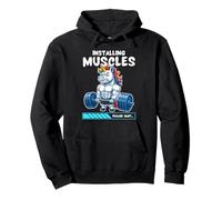 Instalación de músculos, unicornio, gimnasio, entrenamiento con pesas Sudadera con Capucha