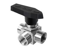 Instalación del panel tabique hermético de la válvula bola horizontal 3 maneras camiseta puerto LT acero inoxidable 304 hembra BSPP 915 PSI(3/8",L Port)