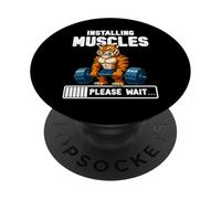Instalando Músculos Funny Tiger Gym Graphic PopSockets PopGrip Adhesivo