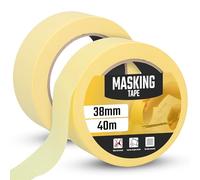 Instalguru 2x Cinta De Carrocero Crepé 38 mm x 40 m Adhesiva Para Pintar Reformas Decoración Interior Aplicación Rápida Fácil Remoción Sin Residuos Para Paredes Y Techos