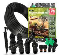 Instalguru Kit Riego por Goteo 174 Pzas Tubería Goteo 16 mm 100 m Manguera Jardín Conector Codo Te Tapón Sistema Automático Huerto Plantas Césped Invernadero Árboles