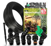 Instalguru Kit Riego por Goteo 87 Pzas Tubería Goteo 16 mm 100 m Manguera Jardín Conector Codo Te Tapón Sistema Automático Huerto Plantas Césped Invernadero Árboles