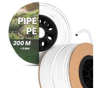 Instalguru Tubo PE 5 mm x 200 m Manguera Polietileno Riego Jardín Goteo Tubería Suministro Agua Blanca Instalación Exterior Sistema Aspersión Conducción Agrícola Micro-riego