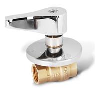 Instalguru Válvula Bola 1/2’’ Rosca Hembra Empotrada Latón Grifo Cierre Agua Fría Caliente Mango Metálico Roseta Cromada Junta PTFE Cocina Baño Fontanería