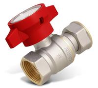 Instalguru Válvula De Bola 1'' Hembra Con Termómetro 10 bar Conexión Rosca Sello PTFE Palanca Mariposa Roja Para Calefacción Fontanería Agua Fría Caliente