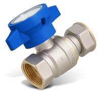 Instalguru Válvula De Bola 1'' Hembra Con Termómetro 10 bar Conexión Rosca Sello PTFE Palanca Mariposa Azul Para Calefacción Fontanería Agua Fría Caliente