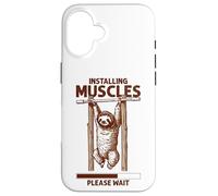 Installing Muscles Please Wait Pull-up Sloth Perezoso Carcasa para iPhone 16