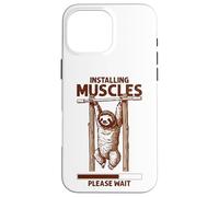 Installing Muscles Please Wait Pull-up Sloth Perezoso Carcasa para iPhone 16 Pro MAX