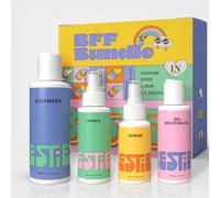 InstaNatural - Kit de cuidado facial de cuatro pasos para adolescentes Besties Besties Besties BFF limpiador facial con vitamina C, spray tónico, suero y gel hidratante.