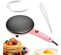Instant 8" Electric Crepe Maker Quick Heat, Fully Automatic Pancakes Pan, Electric Maker Nonstick Crepe Pan with Auto Temperature Control, Comfortable Long Handle, Even Heating (Pink)