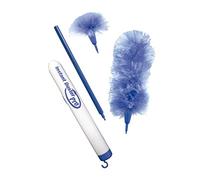 Instant Duster Pro con Palo Extensible - Plumero eléctrico inalámbrico - Sistema Antiestático, Hecho con Fibras electromagnéticas, Fuerte absorción de Polvo, Cepillo eléctrico Giratorio