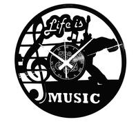 Instant Karma Clocks | Reloj de Pared Life is Music | Diseño con Cantante y Clave de Sol para Apasionados del Ritmo | Decoración Dormitorio, Oficina, Estudio, Cocina, Salón