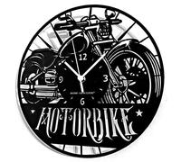 Instant Karma Clocks Reloj de Pared ➤ Motocicleta Road Rider Classic Garage Retro Design HDF Madera Negro Ø12inch