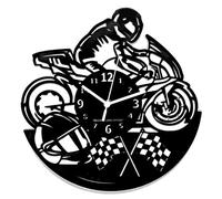 Instant Karma Clocks | Reloj de Pared | Motociclismo | Moto de Carreras | Moto | Motocicleta | Idea de Regalo, diseño Deportivo con Banderas a Cuadros Decorativos 30 cm