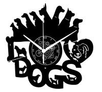 Instant Karma Clocks | Reloj de Pared Perros con Siluetas y Corazón | Diseño para Amantes de los Canes y Mascotas Dormitorio, Oficina, Estudio, Cocina, Salón
