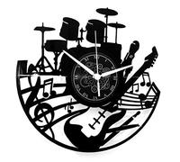 Instant Karma Clocks Reloj de Pared Vinilo Guitarra, Música, Teclado y Batería Banda Rock Pop, Negro