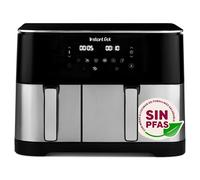 Instant Pot Vortex Dual Freidora de aire caliente 11L sin PFAS, grande, dos cestas, 7L+4L, 8 en 1: deshidratación, asado, horneado, recalentamiento, revestimiento antiadherente - acero inoxidable.