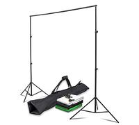 Instarter Sistema de Fondo 155-305 cm de Ancho, telón de Fondo fotográfico en Verde, Negro y Blanco, Pinzas para fotografía y Green Screen, Soporte para telones de Papel y Tela