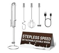 InstaWhisk - Espumador de leche con velocidad variable, varita espumadora de café recargable con doble batidor desmontable, mezclador de bebidas agitador eléctrico de mano para latte, capuchino