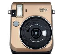 instax Fujifilm Mini 70 - Cámara analógica instantánea (ISO 800, 0.37x, 60 mm, 1:12.7, Flash automático, Modo autorretrato, exposición automática, Temporizador, Modo Macro) Dorado Polvo de Estrellas