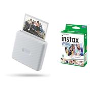instax Link Wide Impresora para teléfonos, Color Blanco Ceniza. & Fujifilm Wide - Película fotográfica instantánea de Gran Formato (10 Hojas), Blanco