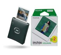 instax Square Link. Impresora para teléfonos, Verde Oscuro. & instax 16576520 Película fotográfica instantánea, Marco Color Blanco, Blanco, 20 Fotos