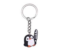 INSTITIZER Llavero de pingüino con cuchillo, accesorios de llavero de PVC de goma suave, adornos de bolsa colgante, recuerdo de fiesta para amantes de los pingüinos, fiesta temática de animales,