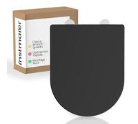 instmaier Tapa de inodoro con dispositivo de descenso automático, color negro mate, certificado TÜV, forma de D, asiento de inodoro de duroplast, función de liberación rápida