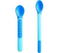 Instrucciones en lengua extranjera - Mam Heat Sensitive Spoons & Cover - Cubiertos de destete que cambian de color con el calor, azul