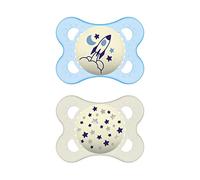 Instrucciones en lengua extranjera - MAM Original Night ZEDMM040M - Juego de 2 chupetes luminosos, 2-6 meses, color azul