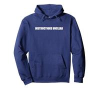 Instrucciones Poco claras Sudadera con Capucha, Unisex para Adultos, Azul Marino, L