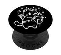 Instructora de Tiro con Arco con un simpático Gato Kawaii PopSockets PopGrip Adhesivo