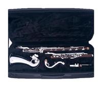 Instrumento de Clarinete Clarinete Bajo Cuerpo De Tubo De Madera De Cocobolo Teclas Plateadas Clarinete En Tono Sib Bajo Con Estuche De Transporte