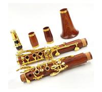 Instrumento de Clarinete Clarinete de tono Bb de 17 teclas, cuerpo de tubo de secoya, teclas chapadas en oro, instrumento de clarinete con estuche de almacenamiento