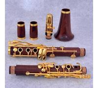 Instrumento De Clarinete Clarinete Profesional De Madera Roja Palisandro BB Chapado En Oro 17 Teclas 18 Teclas Clarinete Sib De Madera Maciza(18 KEYS)