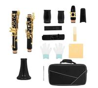Instrumento De Clarinete En Tono Bb De 17 Teclas, Ébano, Negro Y Dorado, Con Guantes, Juego De Accesorios Con Clip Para Silbato Clarinete Para Principiantes