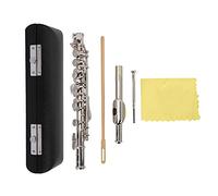 Instrumento de flauta chapada plateada, kit Piccolo transversal de flauta de 16 agujeros con kit de limpieza y estuche de transporte adecuado para el set de flauta de flauta para (Silver)